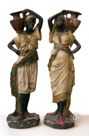A pair of blackamoors (male and female)